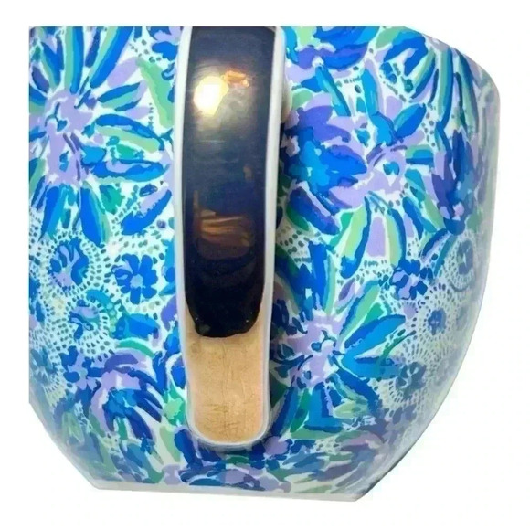 Lilly Pulitzer Ceramic 12oz Preowned Mug Blue,Green and Purple  Bronze Handle - Picture 5 of 8